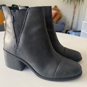 TOMS leather black ankle boots